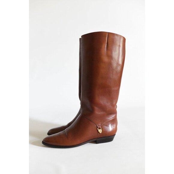Vintage 1980s Size 8N Brown Short Heel Tall Leather Boots | by Etienne Agner - Picture 9 of 10